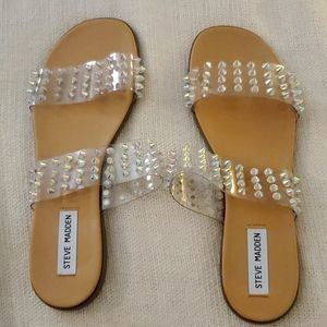 Steve Madden Clear Sandals with Irredescent Rivets (New, No Tags)